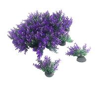 Smoothedo-Pets Aquarium Plants Fish Tank Decorations 20pcs Small Size/1inch Tall Plastic Artificial Plant Goldfish Waterscape Fish Hides Mini Grass Set (PurPle)