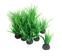 Smoothedo-Pets Aquarium Plants Fish Tank Decorations 20pcs Small Size/1inch Tall Plastic Artificial Plant Goldfish Waterscape Fish Hides Mini Grass Set (Green-B)