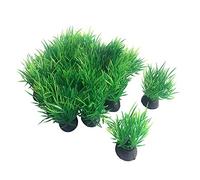 Smoothedo-Pets Aquarium Plants Fish Tank Decorations 20pcs Small Size/1inch Tall Plastic Artificial Plant Goldfish Waterscape Fish Hides Mini Grass Set (Green-C)