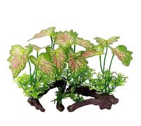 Smoothedo-Pets Aquarium Plants Fish Tank Decorations Small Plastic Artificial Plant Goldfish Waterscape Fish Hides (Rainforest Leaf-Pink-Small-Set)