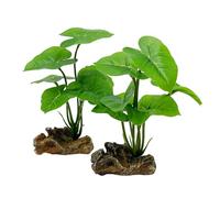 Smoothedo-Pets Fish Tank Decor Aquarium Decorations Ornaments Betta Leaf pad Hammock Plastic Artificial Plant Goldfish Fish Hides Small Tank/Reptiles Plants Driftwood (Green-Type-A-Set)