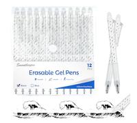 SMOOTHERPRO Erasable Pens Black | 12 Pcs Rub Out Biros | 0.5 mm Fine Point Friction Pen with Rubbers on the End | for Writing Colouring Student Adult School Office Supplies (ERP012BK)