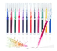 SMOOTHERPRO Gel Ink Pens | 0.5mm Fine Point Coloured Biro Rollerball Pens Set | Quick-Drying Gel Pens for Writing & Drawing Stationery Home School Office (CGP012C) | Multicolour | 12 Pcs