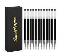 SMOOTHERPRO Gel Ink Refills Compatible with Pilot G2, Black Ink, 12 Pcs