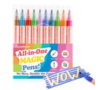 SMOOTHERPRO Magic Pens | 3D Colour Changing Pen | Easy to Use Create 3D Lettering Secret Messages | Vibrant Colour Rang Drawing Colouring Doodling Birthday Party Gifts (MCP010) 10 Dual Tip Pens