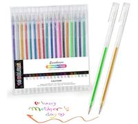 SMOOTHERPRO Metallic Gel Pens | Set of 18 | Glitter Colored Pen | for Coloring Books Cards Journaling Crafting Drawing Writing (MGP18) | 1.0mm Tip | 18 Colors