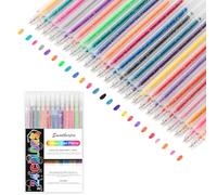 SMOOTHERPRO Metallic Gel Pens | Set of 24 | Glitter Colored Pen | for Coloring Books Cards Journaling Crafting Drawing Writing (SC633-24) | 1.0mm Tip | 24 Colors
