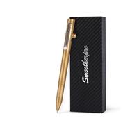 SMOOTHERPRO Weighted Bolt Action Pen | 54g | Brass Pen with Graphite Tip | Compatible with Pilot G2 Refill | Industrial Vintage Design | For Office Gifts Collections Parkinson Arthritis(PG01) |Natural