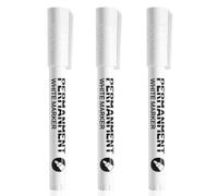 SMOOTHERPRO White Permanent Marker Pens | 2.0 mm Round Tip Waterproof White Pens Quick Dry Fabric Marker | for Clothes Glass Metal Stones Rock Painting Ceramic Wood Canvas (PWM02-3) 3 Pcs