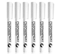 SMOOTHERPRO White Permanent Marker Pens | 2.0 mm Round Tip Waterproof White Pens Quick Dry Fabric Marker | for Clothes Glass Metal Stones Rock Painting Ceramic Wood Canvas (PWM02-6) 6 Pcs