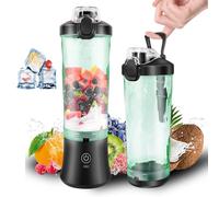 Smoothie Blender Portable, Personal Blender with USB Rechargeable, Blends Ice & Frozen Fruit, Cordless Mini Blender with 6 Blades, Ice Maker Travel Handheld Blenders, 600ML