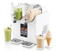 Smoothie Machine, 2L Double Bowl Iced Beverage Maker, No Ice Needed, 7 Preset Modes for Milkshakes & Soft Ice Cream, Adjustable Temp Control to -10°C