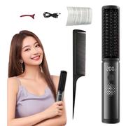 Smoothing Brush - Heated Smoothing Comb - 4 Temperature Levels Anti-Burn Styling Maximum Shine Reduced Frizz for Travel Home Smooth and Shiny Hair