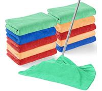 SmoothNovelty 10 Pcs Extra Large Microfiber Cleaning Cloth 30" x 20" Large Floor Microfiber Towel Reusable Washable Free Lint Free Cloth Rag for Squeegee Mop Floor Window Housekeeping (Assorted Color)