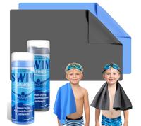 SmoothNovelty 2 Pack Swim Chamois Towel Water Absorbent Quick Dry Towel Shammy Chamois Cloth for Swimming Car Drying Diving Water Sports Beach Shower Pool Swimmer Gift (Blue, Grey,13 x 17 Inch)