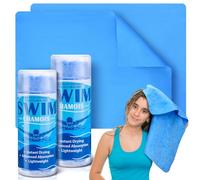 SmoothNovelty 2 Pack Swim Chamois Towel Water Absorbent Quick Dry Towel Shammy Chamois Cloth for Swimming Car Drying Diving Water Sports Beach Shower Pool Swimmer Gift, 13 x 17 Inches(Blue)