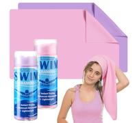 SmoothNovelty 2 Pack Swim Chamois Towel Water Absorbent Quick Dry Towel Shammy Chamois Cloth for Swimming Car Drying Diving Water Sports Beach Shower Pool Swimmer Gift(Pink, Purple,13 x 17 Inch)