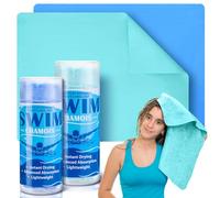 SmoothNovelty 2 Pack Swim Chamois Towel Water Absorbent Quick Dry Towel Shammy Chamois Cloth for Swimming Car Drying Diving Water Sports Beach Shower Pool Swimmer Gift, 13 x 17 Inches(Blue, Aqua)
