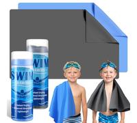SmoothNovelty 2 Pack Swim Chamois Towel Water Absorbent Quick Dry Towel Shammy Chamois Cloth for Swimming Car Drying Diving Water Sports Beach Shower Pool Swimmer Gift(Blue, Grey,17 x 26 Inch)