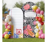 SmoothNovelty 2 Pcs Back to School Arch Covers 7.2ft 6ft Composition Lined Paper Arch Backdrop Stand Covers Composition Book Background for First Day of School Classroom Welcome Back Party Decor