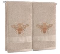 SmoothNovelty 2 Pcs Bee Hand Towels Brown Bathroom Decor 14x29 Inch Embroidered 100% Cotton Soft Absorbent Spring Summer Decorative Hand Towels for Bathroom Kitchen