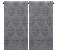 SmoothNovelty 2 Pcs Gray Skull Hand Towels for Bathroom 100% Cotton | Jacquard Weave Halloween Gray Skull Hand Towels Absorbent Decorative for Bath Kitchen Decor Gift, 13.8 x 29.5 Inch