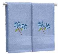 SmoothNovelty 2 Pcs Hydrangea Hand Towels Blue Hydrangea Floral Bathroom Decor 14x29 Inch Embroidered 100% Cotton Soft Absorbent Spring Summer Decorative Flowers Hand Towels for Bathroom Kitchen