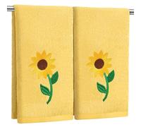 SmoothNovelty 2 Pcs Sunflowers Hand Towels Bright Yellow Bathroom Decor 14x29 Inch Embroidered 100% Cotton Soft Absorbent Spring Summer Decorative Hand Towels for Bathroom Kitchen