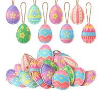 SmoothNovelty 24 Pcs Easter Egg Hanging Ornament Easter Felt Hanging Ornaments 3D Pastel Spring Tree Decorations for Small Tree Basket Double-Sided Decor Office Party Supplies Favors Home