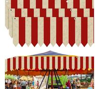SmoothNovelty 3 Pcs Creepy Carnival Tent Circus Carnival Hanging Decorations Banner Red White Striped Party Supplies for Halloween Mardi Gras Theme Celebration, 9.84 x 78.74 in