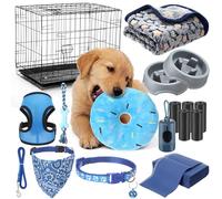 SmoothNovelty 35 Pcs Puppy Supplies Starter Kit for Small Dogs Puppy Essentials Gift Includes Dog Cage, Leash, Bowls, Blanket, Chewing Toy and More Accessories for Dogs Pet Day Welcome Gift