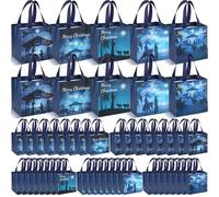 SmoothNovelty 50 Pack Christmas Nativity Gift Bags - Religious Non-woven Favor Totes with Handles for Jesus Birth, Holy Night Church Events, Xmas Party & Holiday Supplies (Reusable Goodie Bags)