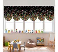 SmoothNovelty 6 Pcs School Classroom Curtains Back to Classroom Curtains Set Colorful Polka Dot Composition Window Cover for Kindergarten Daycare Primary Bedroom Playroom Room Decor 36"X24"(Black)