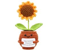 SmoothNovelty 70th Birthday Gift for Women, Sunflower Doll Crochet with Positive Card, 70 Years Old / 1955 Birthday Gift, 70th Decorations for Woman Turning 70 Present
