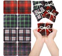 SmoothNovelty 8 Pcs Microwave Hand Warmers Reusable Flannel Handwarmers with Flaxseed Microwavable Hand Warmers Cold Pack Heating Pack Bag for Christmas Stocking Stuffer Gifts (Scottish Checked)