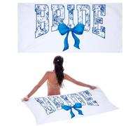 SmoothNovelty Bride Beach Towel Blue Floral Bachelorette Party Decorations Chinoiserie Beach Towel Coquette Bow Decor for Bride to Be Bridesmaid Bridal Shower Gift, 60 x 30 Inches