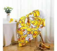 SmoothNovelty Cute Rubber Duck Throw Blanket All Season Cartoon Decorative Fleece Blankets Ducky Soft Cozy Flannel Carpet for Bed Chair Car Sofa Couch Bedroom(Yellow,White,50" X 40")