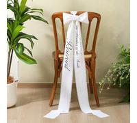 SmoothNovelty in Loving Memory Wedding Chair Ribbon Sash 11 ft Memorial Reserved Chair Sign Wedding Bride Seating Ribbon Satin for Heaven Church Ceremony Decorations(Style 3,White)