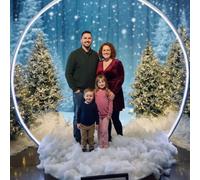 SmoothNovelty Winter Scene Wonderland Backdrop Christmas Snowflake Crystal Ball Photography Background with Snow Blanket and Metal Hoop Frame White Glitter Snow Forest Photo Props Holiday Decorations