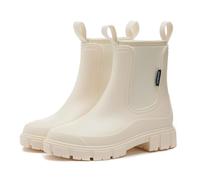 SmoothPace Women's Wellington Boots, Waterproof Wellington Boots, Half Height Chelsea Boots, Non-Slip, Abrasion-Resistant, Breathable Rain Shoes, Comfort Garden Ankle Boots, 36-41 EU, White, 7 UK