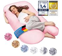 SMOOTHY Pregnancy pillow, side sleeper pillow, positioning pillow, baby pillow & breastfeeding pillow in U-shape with removable & washable cover made of cotton (Classic XXL, 150 x 80 cm, Pink)
