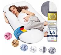SMOOTHY Pregnancy pillow, side sleeper pillow, positioning pillow, baby pillow & breastfeeding pillow in U-shape with removable & washable cover made of cotton (Junior XL, 120 x 70 cm, Duo)
