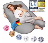 SMOOTHY Pregnancy pillow, side sleeper pillow, positioning pillow, baby pillow & breastfeeding pillow in U-shape with removable & washable cover made of cotton (Classic XXL, 150 x 80 cm, Gray)