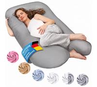 SMOOTHY Pregnancy pillow, side sleeper pillow, positioning pillow, baby pillow & breastfeeding pillow in U-shape with removable & washable cover made of cotton (Junior XL, 120 x 70 cm, Gray)