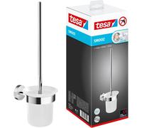 SMOOZ Toilet Brush Set - No Drill Toilet Brush with Frosted Glass Container - In