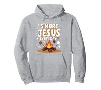 S'more Jesus Every Day - Christian Campfire Inspiration Pullover Hoodie, Adult Unisex, Heather Grey, XXL