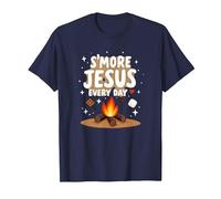 S'More Jesus Every Day - Christian Campfire Inspiration T-Shirt, Men, Navy, 4XL