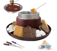 S'mores Maker & Chocolate Fondue Set, 2-In-1 Marshmallow Toasting Kit with 5 Accessories, Adjustable Temperature, Overheating Protection, Cheese Fondue for Kids