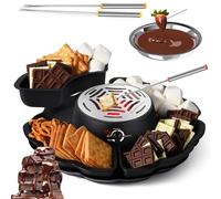 S'Mores Maker & Chocolate Fondue Set, 2 in 1 Tabletop Indoor Smores Kit with 4 Detachable Trays and 4 Roasting Forks, Perfect for Kids Birthday Parties