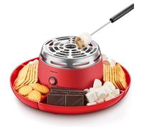 S'mores Maker Reemix Flameless Electric Marshmallow Roaster with 4 Detachable Trays and 6 Roasting Forks, Gift Set & Date Night Idea, Red